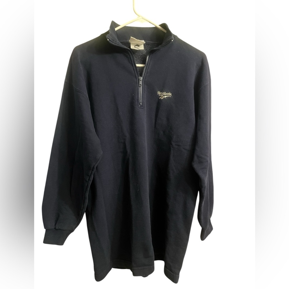 Woman’s vintage Reebok quarter zip sweatshirt navy blue made in USA